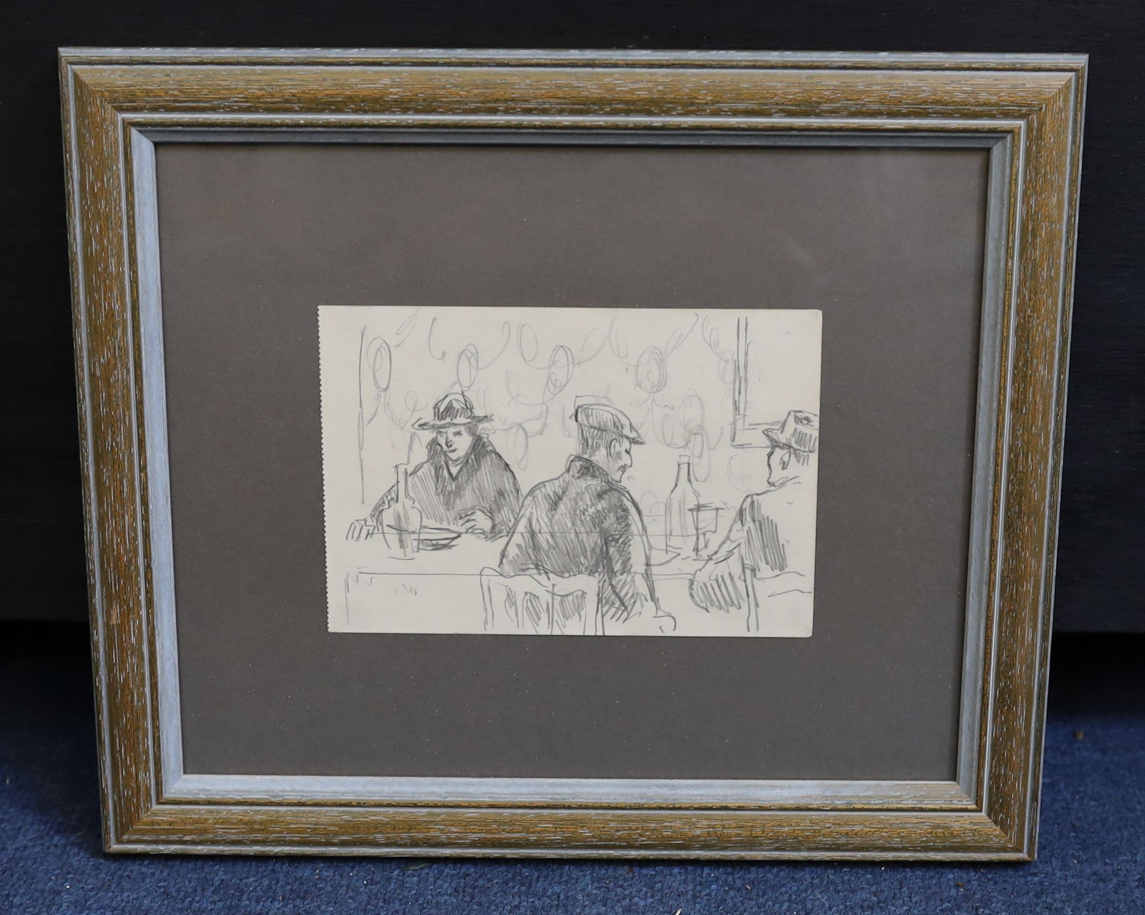 Roger Fry (1866-1934), Three men in a cafe, Aix-En-Provence, pencil on paper, 11 x 16.5cm
